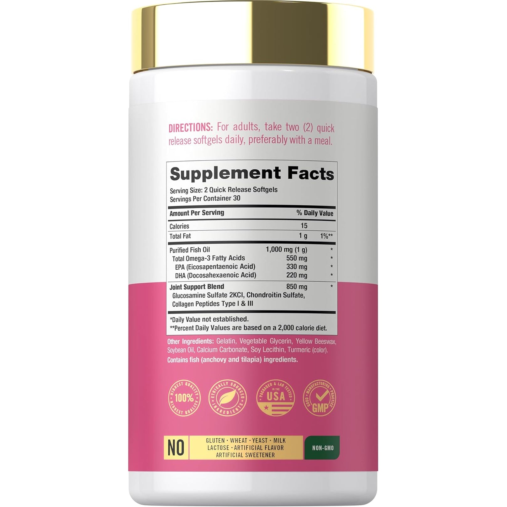 Carlyle Joint Support for Women | 60 Softgels | Complex with Omega-3 and Collagen Peptides | Non-Gmo, Gluten Free
