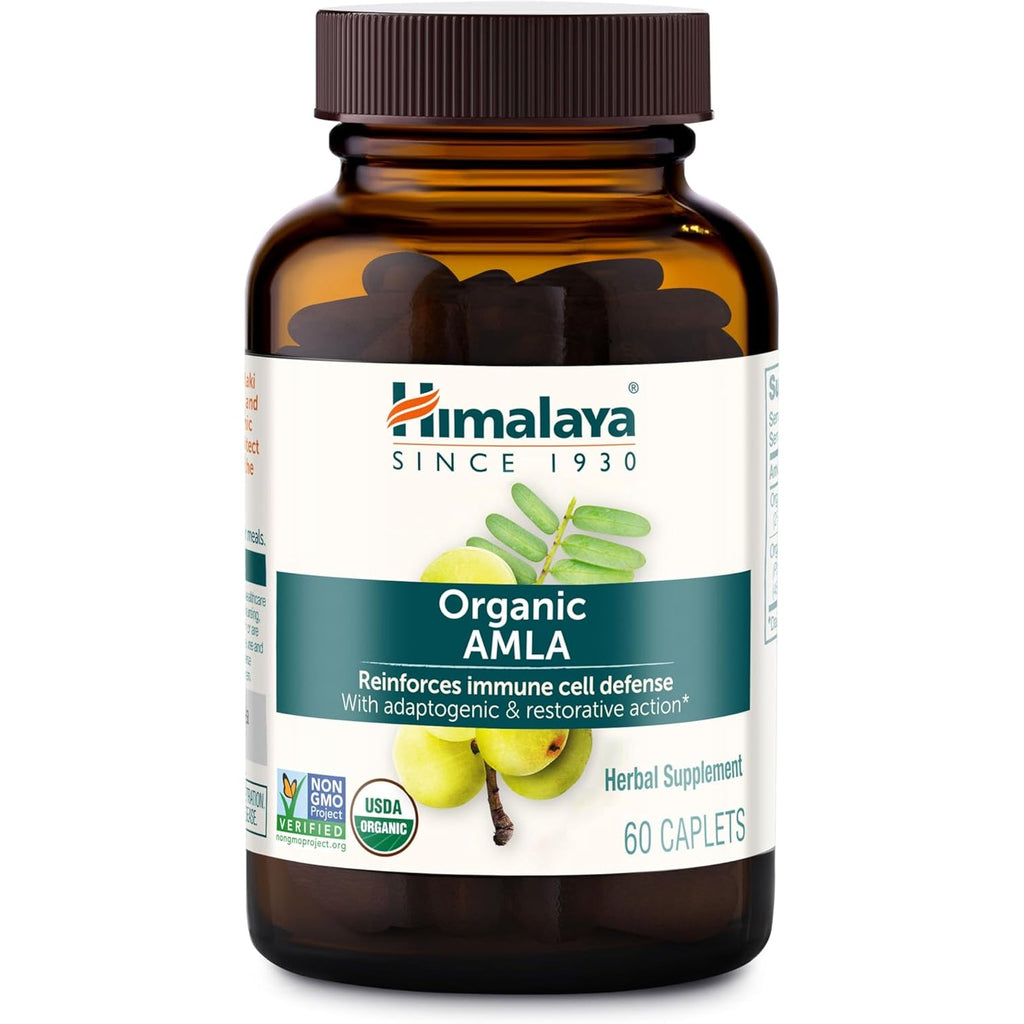Himalaya Organic Amla - Herbal Immune Support Supplement with Adaptogen and Antioxidant - USDA Organic, Vegan, Non-Gmo, Gluten Free, 600 Mg, 60 Caplets