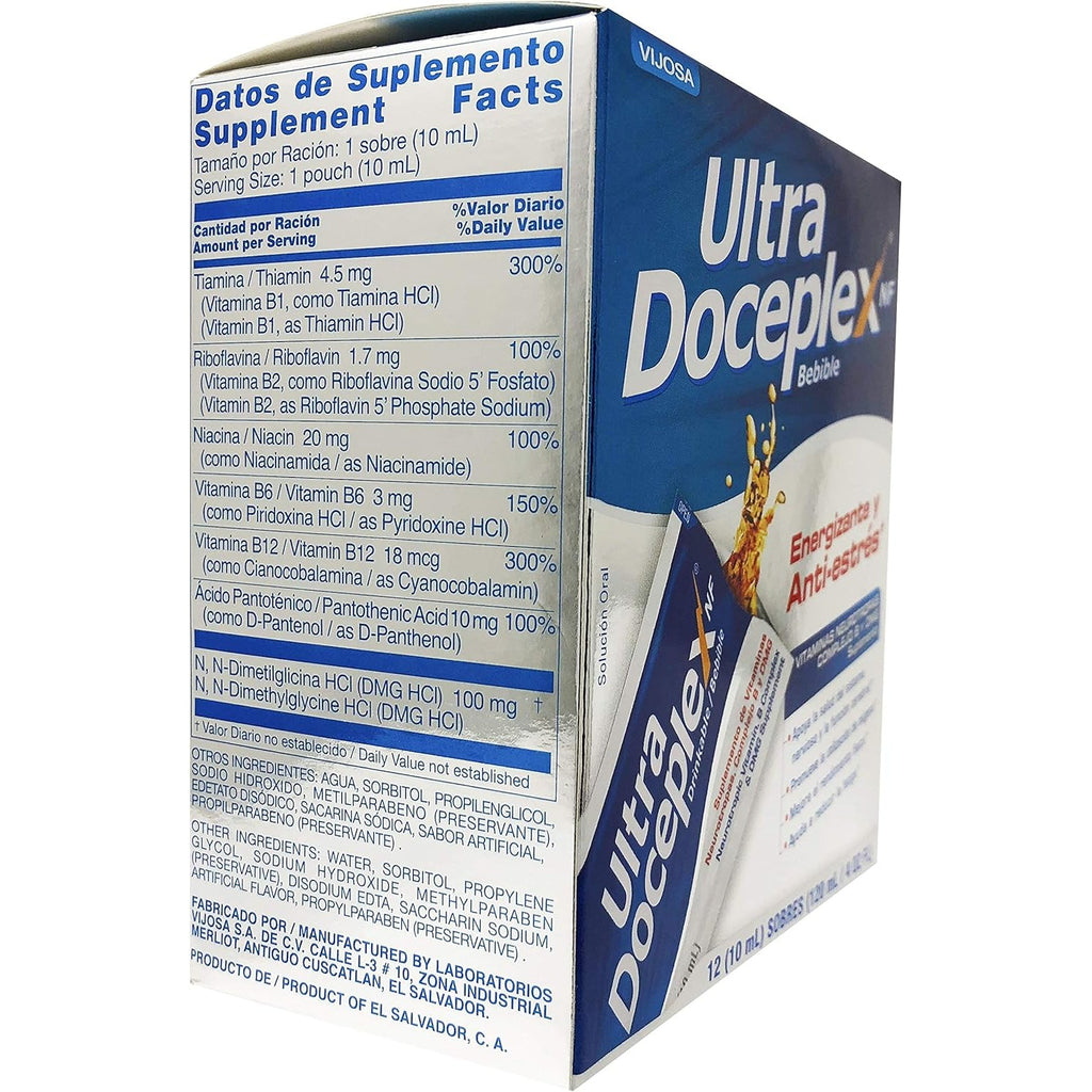 Ultra Doceplex Energy Pouches - Powerful B Complex in a Pouch -Liquid, 12 Pouches
