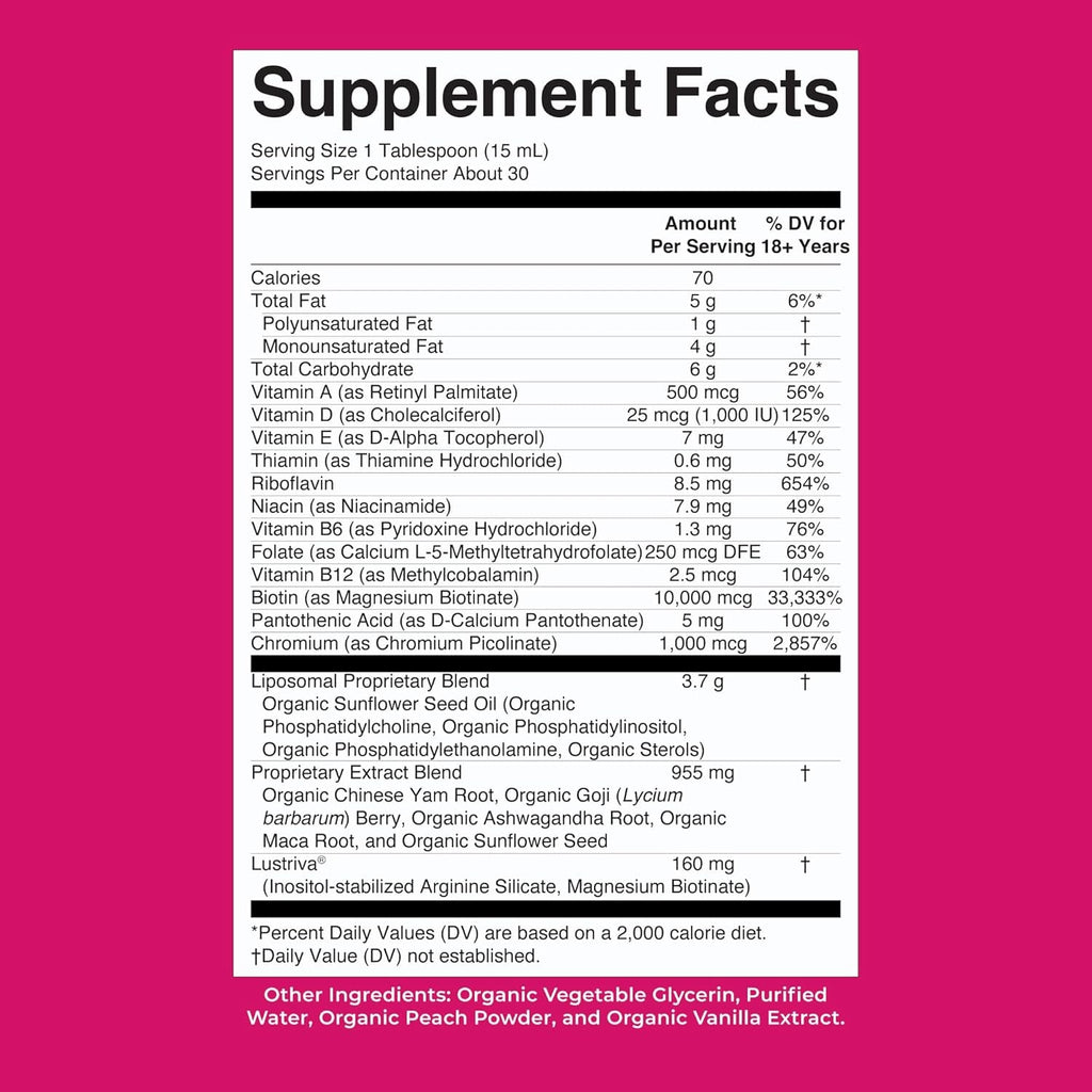MARYRUTH'S Women'S Multivitamin + Lustriva Hair Growth Liposomal | Biotin 10000Mcg | Clinically Tested for Thicker, Fuller Hair, Improved Facial Fine Lines & Wrinkles | Ages 18+ | 15.22 Fl Oz