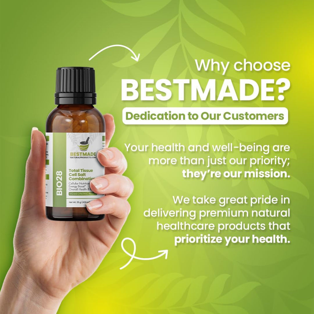 Bestmade Total Tissue Cell Salt Mineral Combination BIO28 - Helps Your Body Absorb and Use Nutrients, Increases Energy Levels, Helps Improve Sleep Patterns, Overall Health and Vitality, 350 Pellets