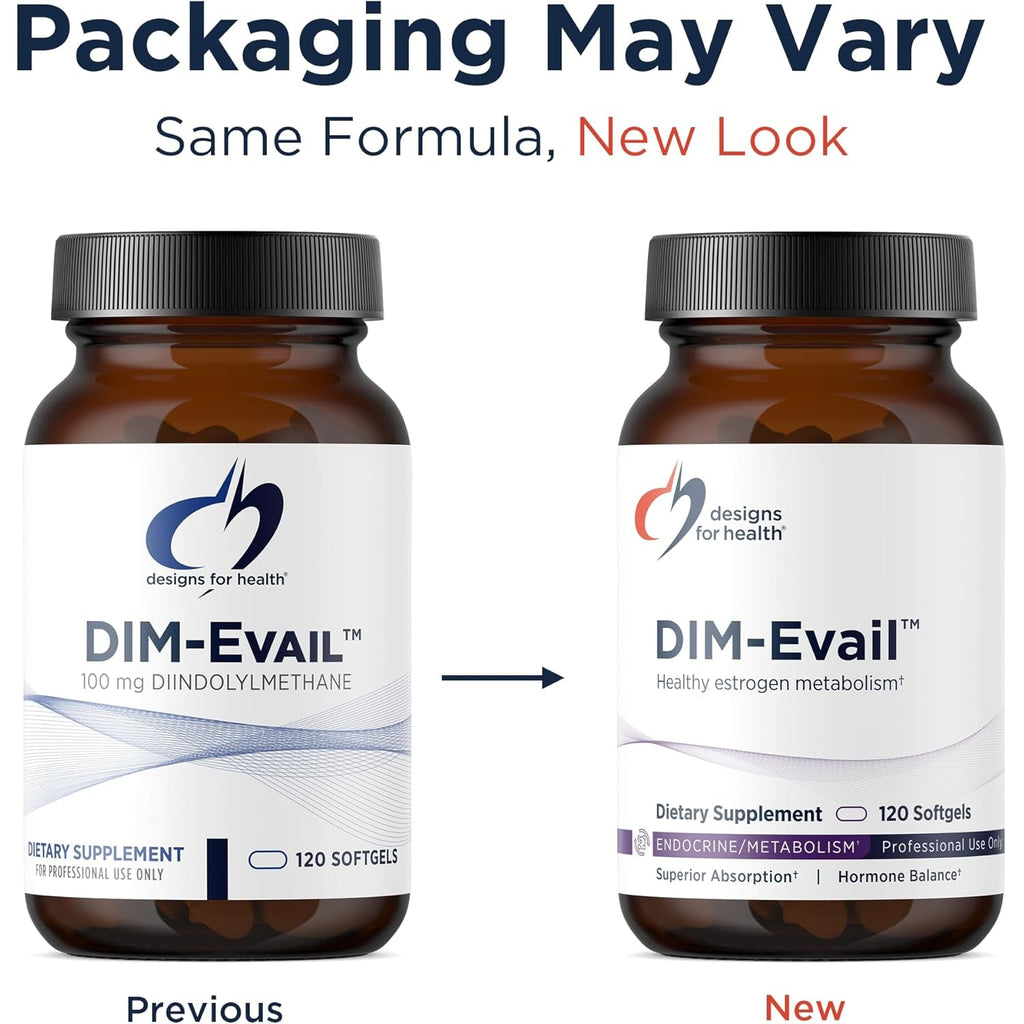 Designs for Health Dim-Evail - 100Mg DIM Supplement Enhanced Absorption Diindolylmethane - Supports Healthy Estrogen Metabolism & Women'S Health - Non-Gmo & Soy-Free (120 Softgels)