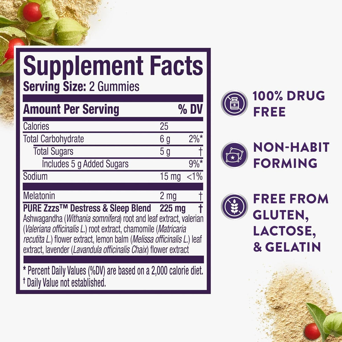 Zzzquil PURE Zzzs De-Stress 2Mg Melatonin Gummies, , Sleep Aids for Adults, Ashwagandha for Stress Support, 60 Gummies
