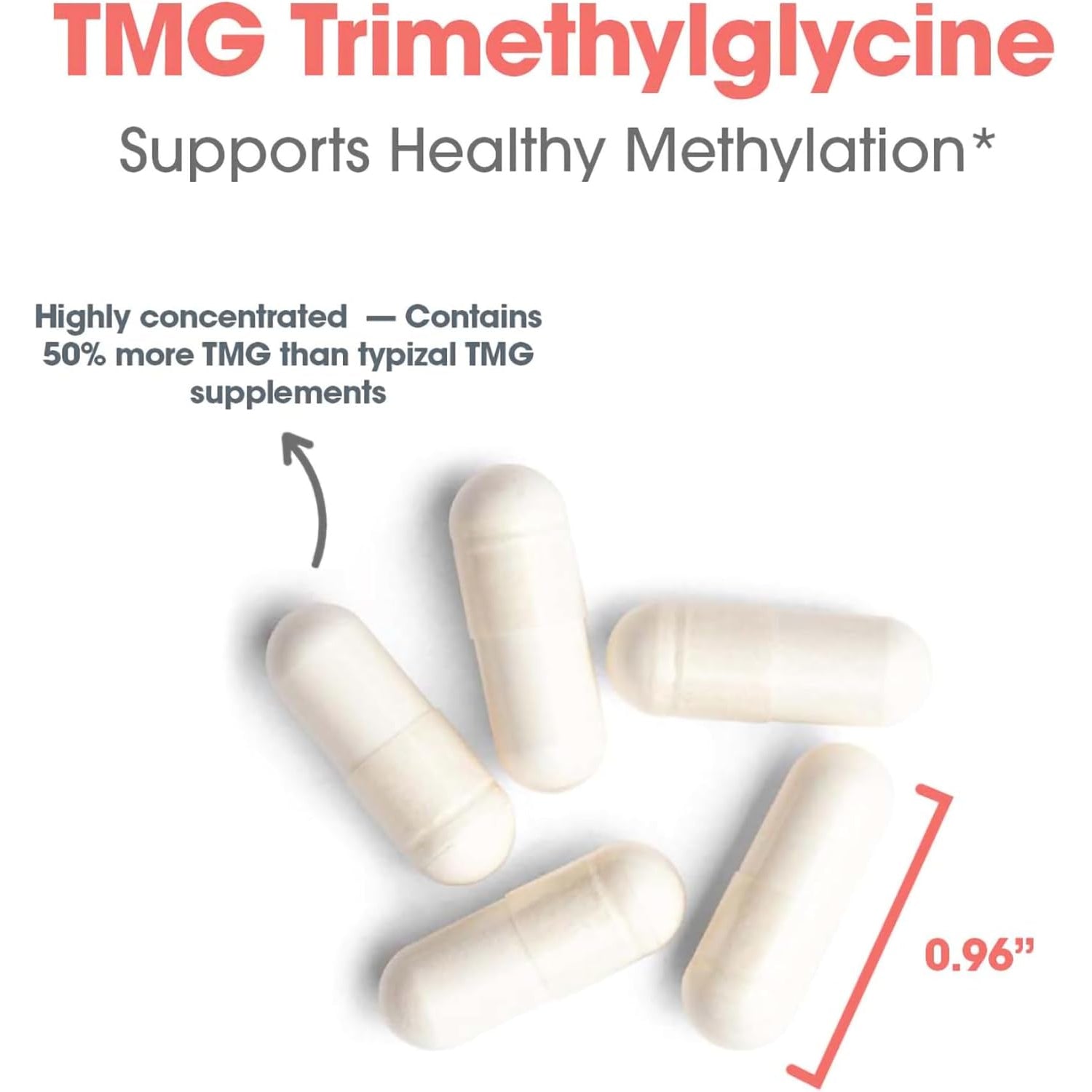Allergy Research Group ARG TMG Trimethylglycine - Supports Cardiovascular & Liver Health - Delivers 750 Mg Trimethylglycine per Serving - Vegetarian & Hypoallergenic - 100 Servings - 100 Capsules