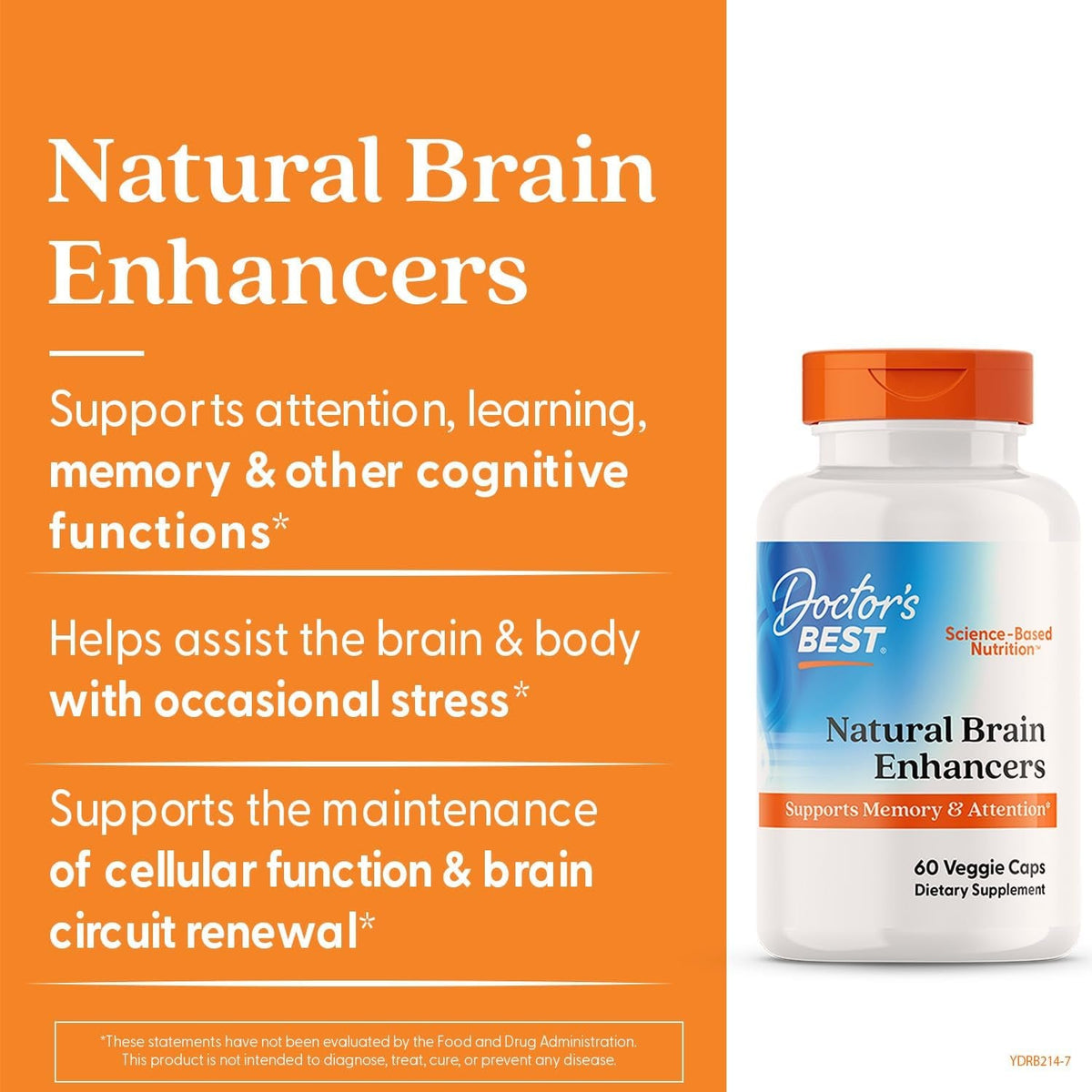 Doctor'S Best Natural Brain Enhancers - Brain Health Supplement for Memory and Focus Support, Phosphatidylserine, Alpha GPC, & Calcium Capsules for Men & Women, Gluten Free - 60 Ct Veg Caps