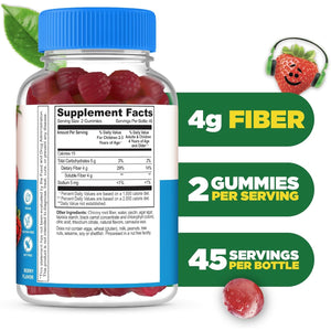 Lifeable Sugar Free Prebiotic Kids Fiber Gummies | 4G Fiber for Kids | Great Tasting Vegetarian Fiber Supplements for Kids | for Digestive Health | Fiber Gummies for Kids | 90 Probiotics Gummies