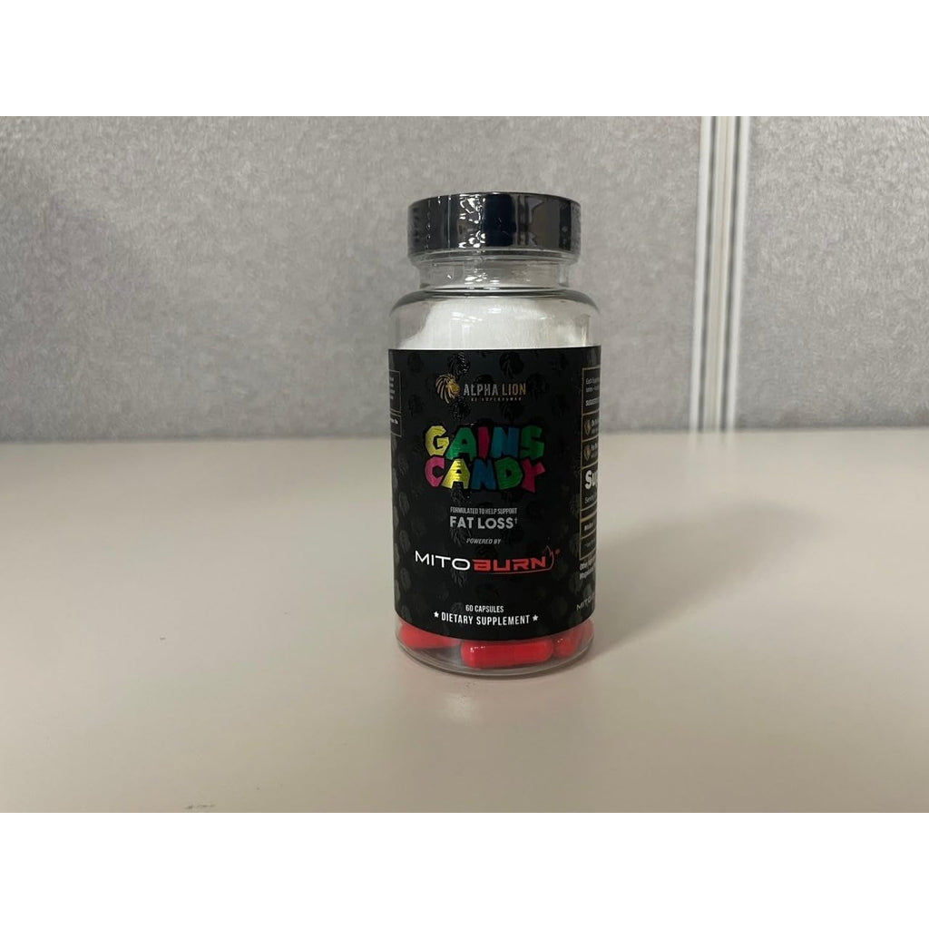 ALPHA LION Gains Candy, Supplement Pills That Support Weight Loss, Appetite Suppressant, Keto-Diet Friendly, Decrease Body Fat, Upgrade Energy & Workout Performance, 60 Capsules (Mitoburn®)