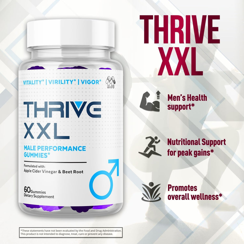 Thrive XXL Gummies, Official Thrivexxl Gummys with All Natural Ingredients, Advanced Thrive XXL Formula for Optimal Health & Total Wellness Support with Premium Active Lifestyle Vitamins (60 Gummies)