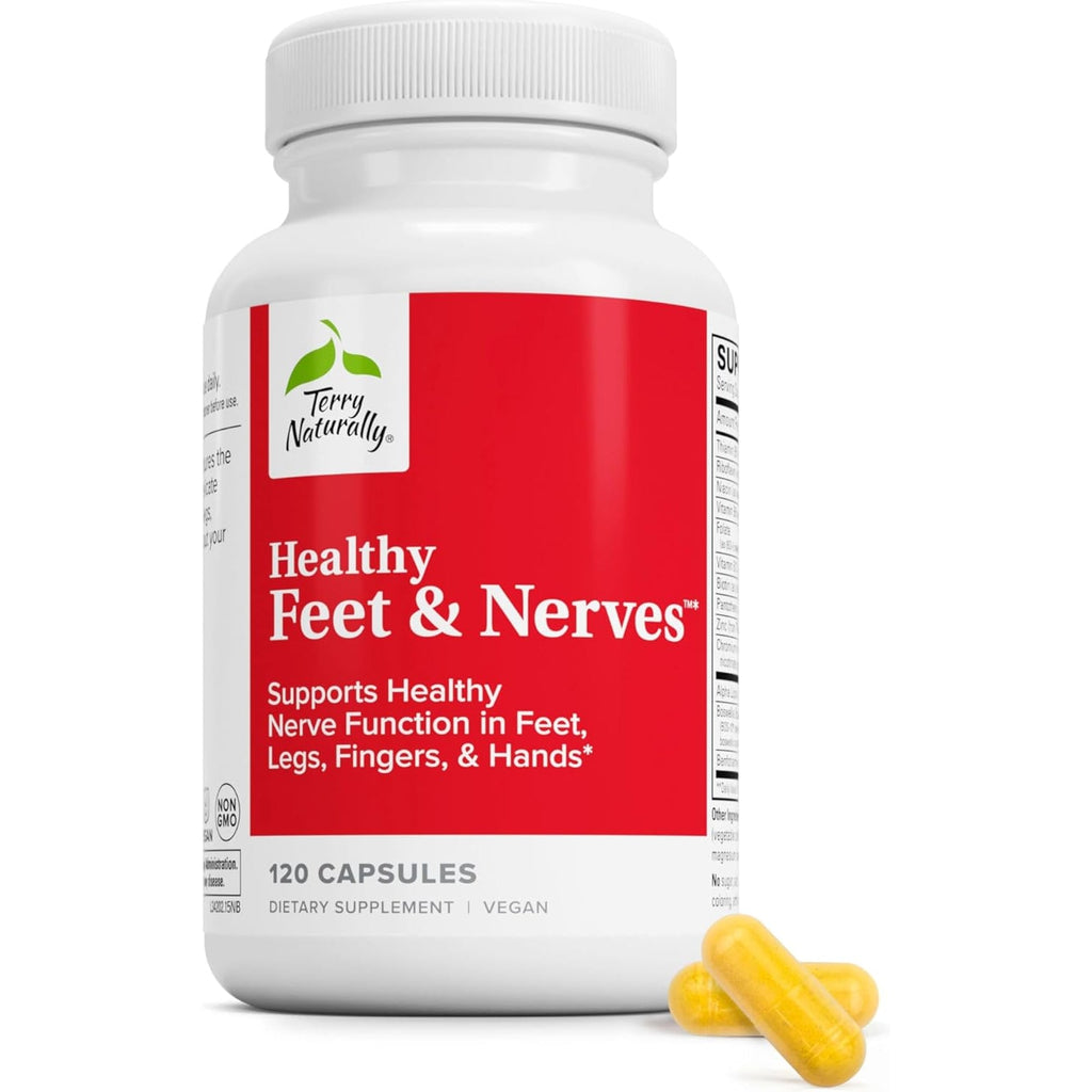 Terry Naturally Healthy Feet & Nerves - Herbal Supplement with Bioactive Vitamin B12 - Circulation & Nerve Health Support Supplement - Vegan Capsules with Boswellia Serrata - 120 Capsules
