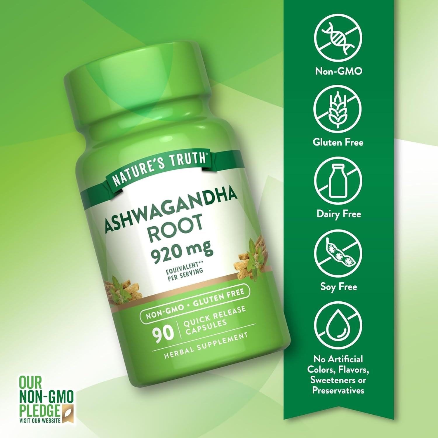 Nature'S Truth Ashwagandha Capsules | Herbal Supplement | 90 Count | Non-Gmo & Gluten Free