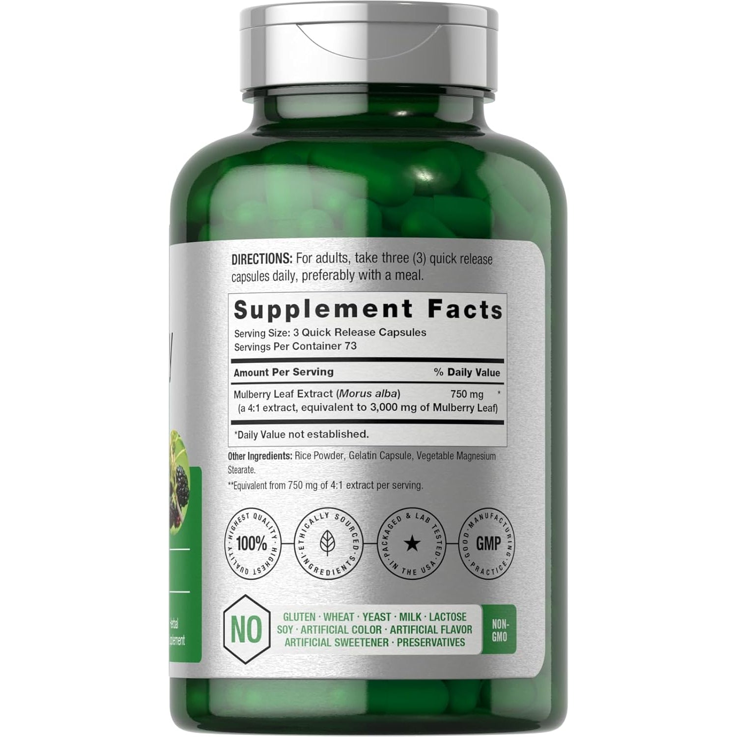 Horbäach Mulberry Leaf Extract Capsules | 220 Count | Non-Gmo, Gluten Free Herbal Supplement