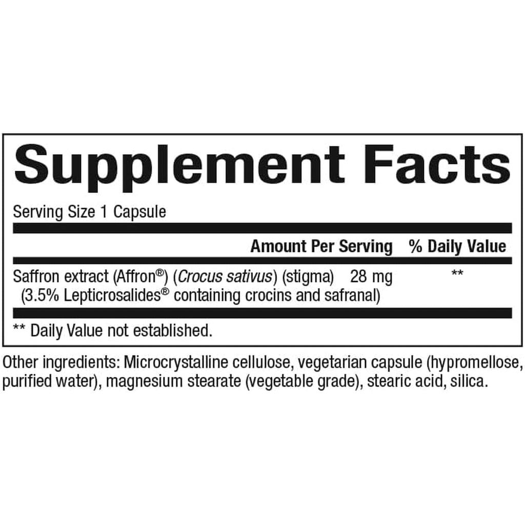 Natural Factors Stress-Relax Affron Saffron Extract 28 Mg, 30 Vegetarian Capsules
