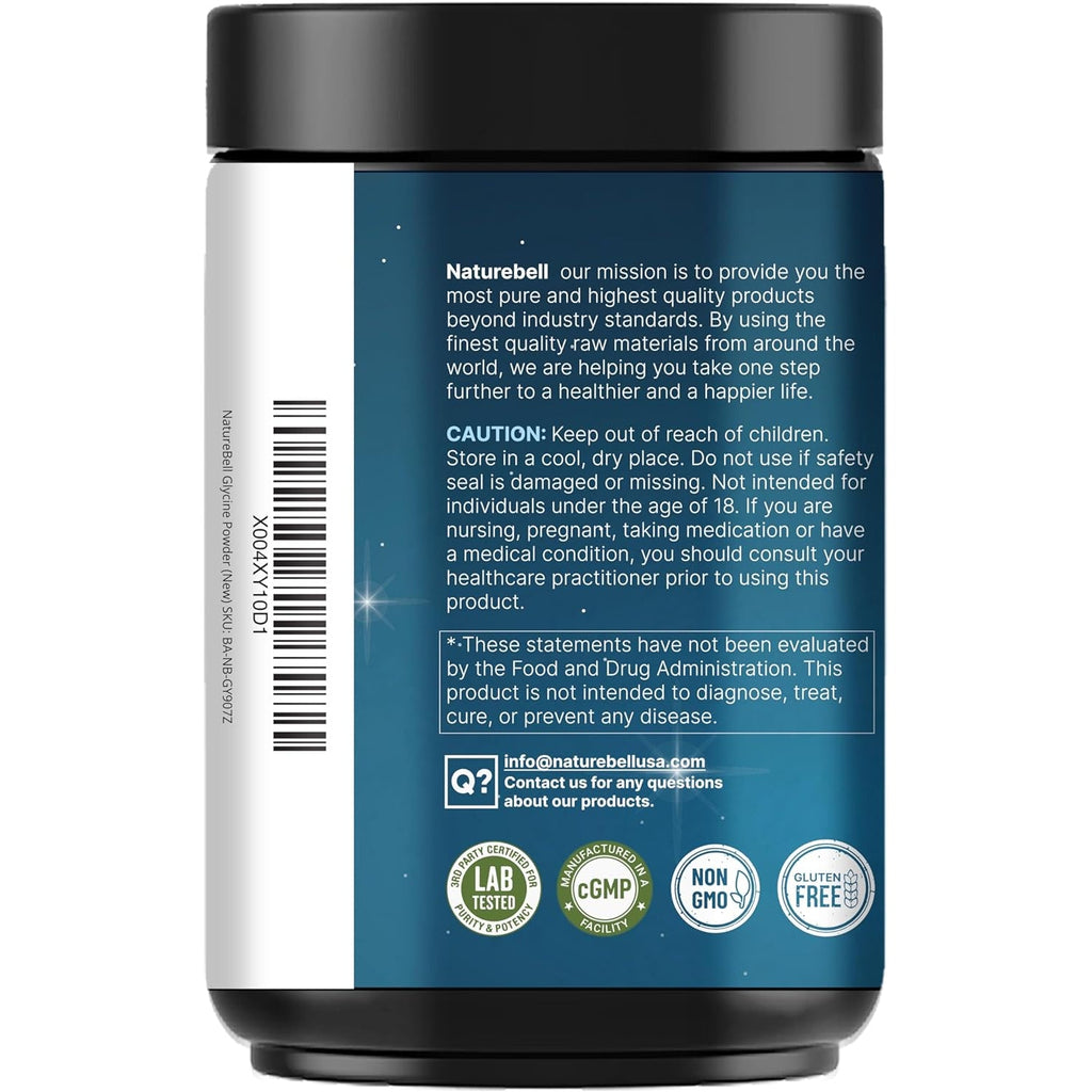 Glycine Powder, 300 Servings (2 Lb) – 3,000 Mg Free-Form Glycine per Serving – Unflavored Pure Powder – Non-Gmo, Cgmp Manufactured