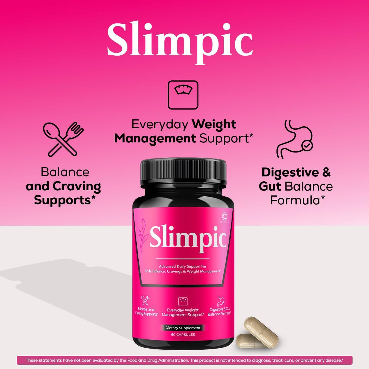 Slimpic Capsules - Official Slimpic Pills Advanced Premium Formula Support Maximum Strength, All Natural Ingredients Vitamins for Overall Health & Wellness Reviews, 60 Capsules for 1 Month Capsules