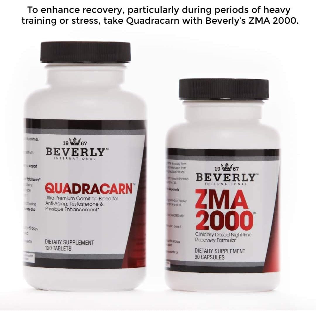 Beverly International Quadracarn 4X-Potency, Lab Tested Ultra-Premium Carnitine Blend for Fat Loss, Muscle Definition, Metabolism, Mood, Energy Boost, Anti-Aging, Brain Function. 120 Tablets.