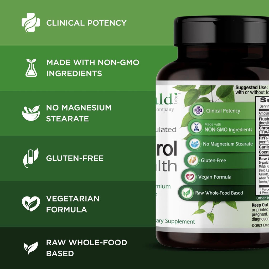 Emerald Labs Cholesterol Health - Featuring Coq10, Flush-Free Niacin, RYR-VA, and Garlic for Heart and Circulatory Support - 90 Vegetable Capsules