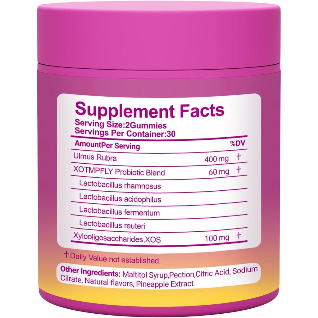 Her Juicy Feminine Probiotics Gummies for Women, with Slippery Elm, Supports Ph Balance, Gut Health & Immune System, Vegan, Gluten Free, Pineapple Flavor, 60 Count