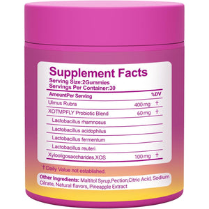 Her Juicy Feminine Probiotics Gummies for Women, with Slippery Elm, Supports Ph Balance, Gut Health & Immune System, Vegan, Gluten Free, Pineapple Flavor, 60 Count