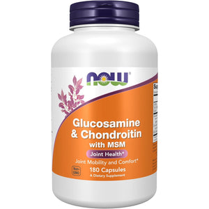 NOW Foods Supplements, Glucosamine & Chondroitin with MSM, Joint Health, Mobility and Comfort*, 180 Veg Capsules