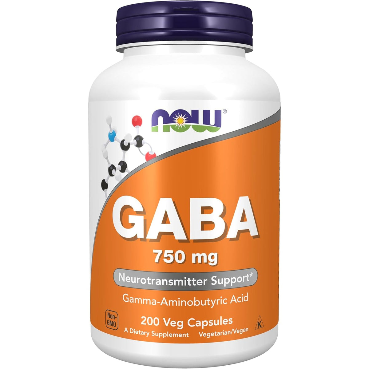 NOW Foods Supplements, GABA (Gamma-Aminobutyric Acid) 750Mg, Neurotransmitter Support*, 200 Veg Capsules