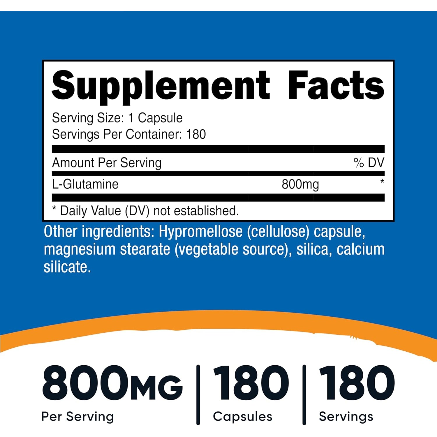 Nutricost L-Glutamine 800Mg, 180 Capsules - Gluten Free, Non-Gmo