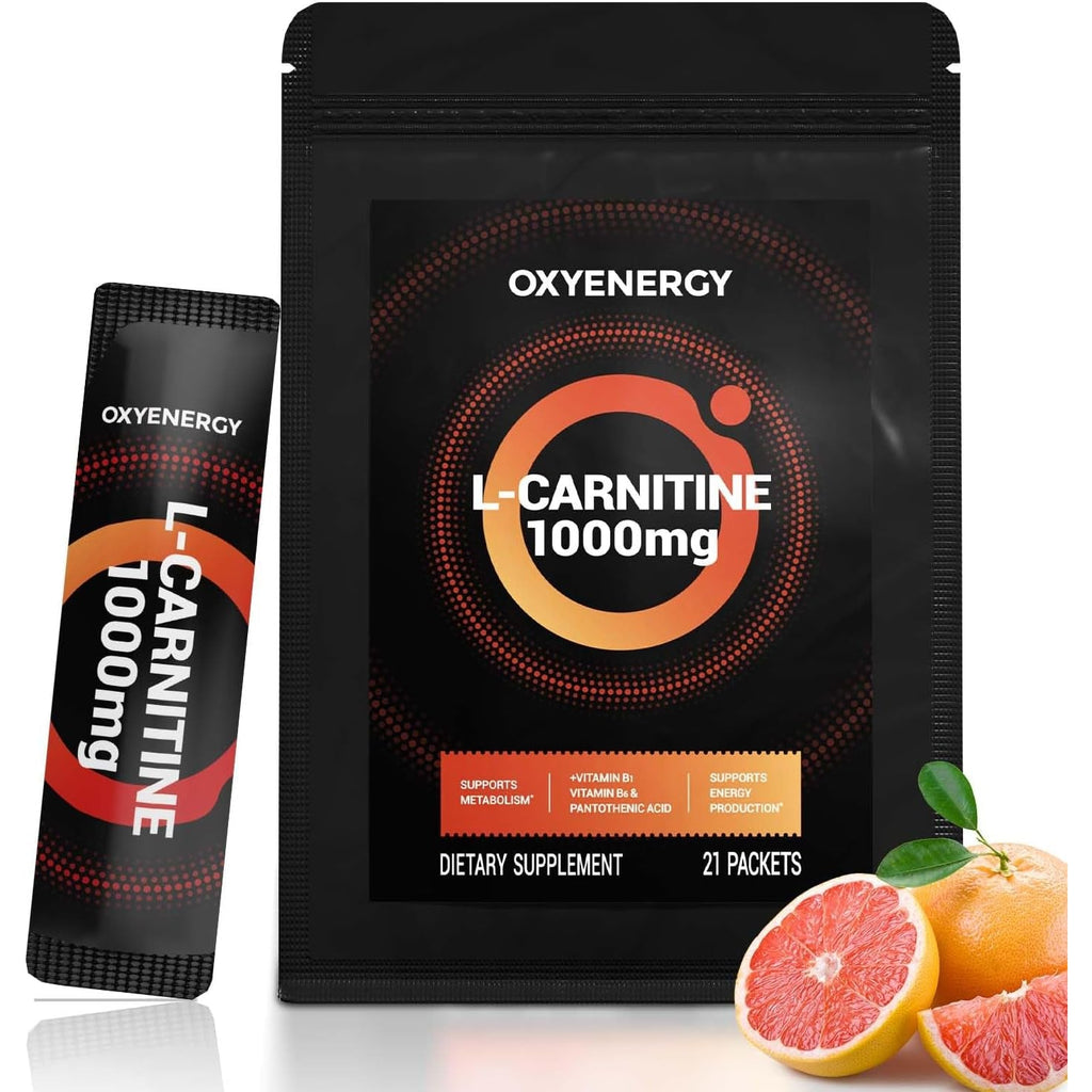 Oxyenergy Liquid L-Carnitine Supplement 1000Mg - Gentle for Daily Use, Zero Calorie, Sugar-Free, Stim-Free Fat Burning & Endurance Booster, 21 On-The-Go Individual Liquid Sticks