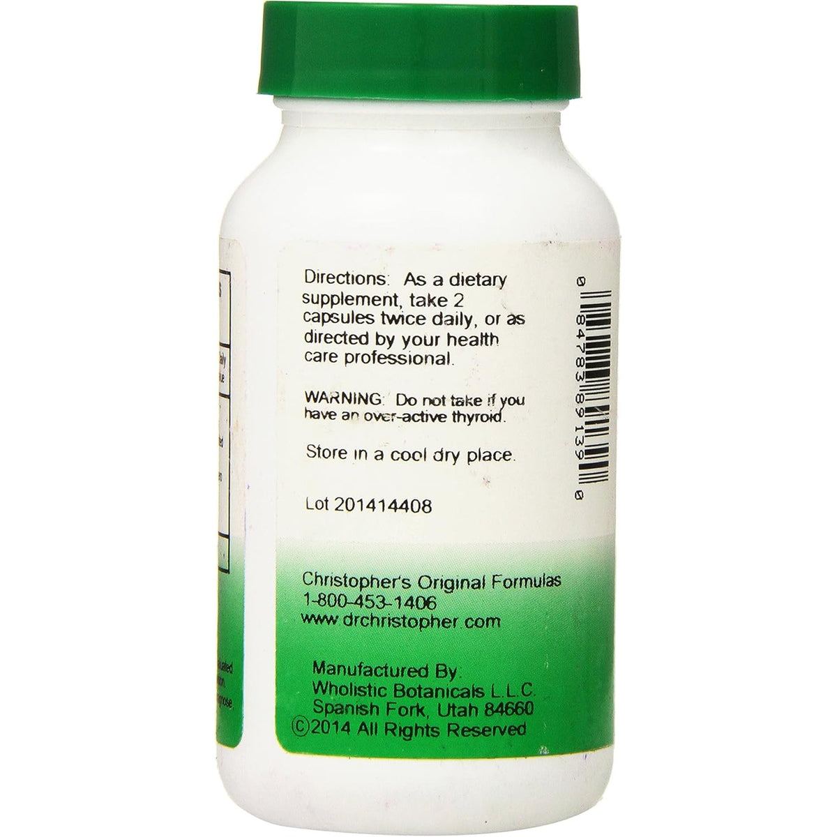 Christopher'S Original Formulas Herbal Thyroid | 100 Vegetarian Capsules | Traditional Herbal Blend Made with Kelp, Fo-Ti & Gotu Kola | Made in the USA