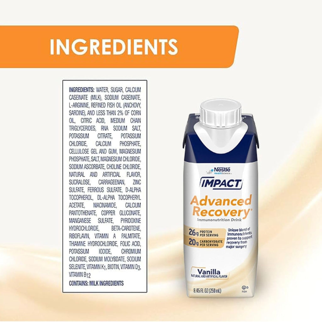 Nestle Impact Advanced Recovery Immunonutrition Drink Vanilla 8.45 Oz Carton 10 Ct