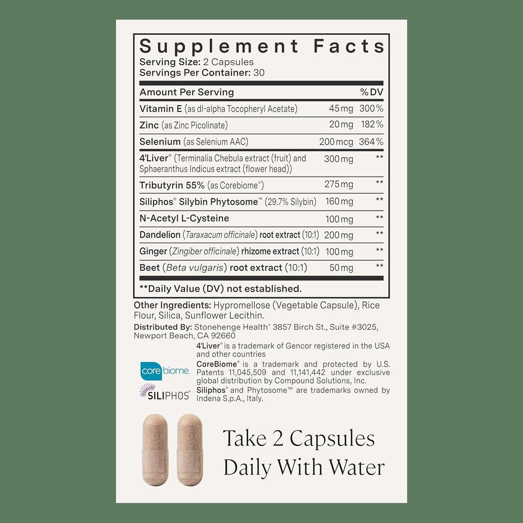 Stonehenge Health Dynamic Liver – Siliphos Milk Thistle Formula – Liver Support & Antioxidant Support, Gut-Liver Axis, Selenium, Zinc, Vitamin E, Ginger, Beetroot Extract, Non-Gmo, 60 Veg Caps