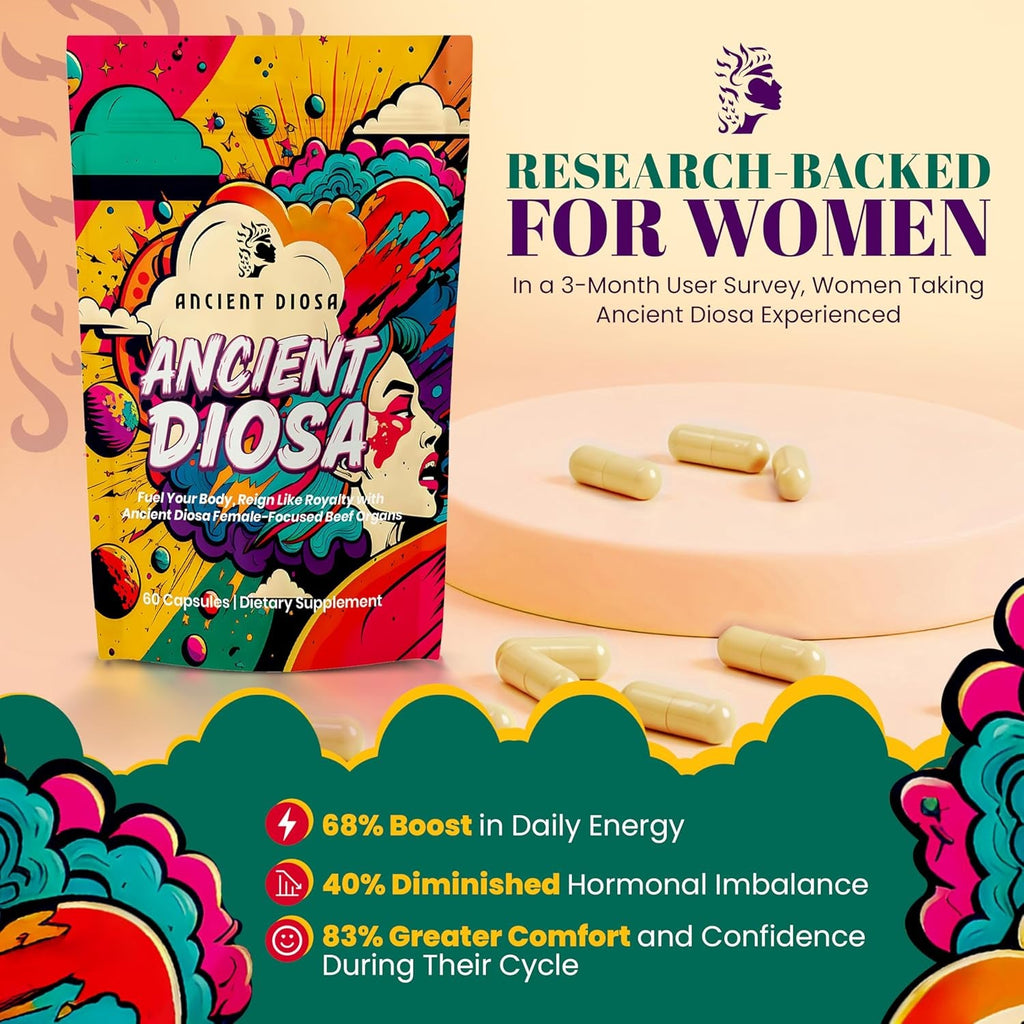 Grass Fed Beef Liver Capsules - Female-Focused Organ Supplement with Liver, Heart, Ovary & Uterus - Supports Hormone Balance & Vitality, Whole Body Wellness - 60 Capsules