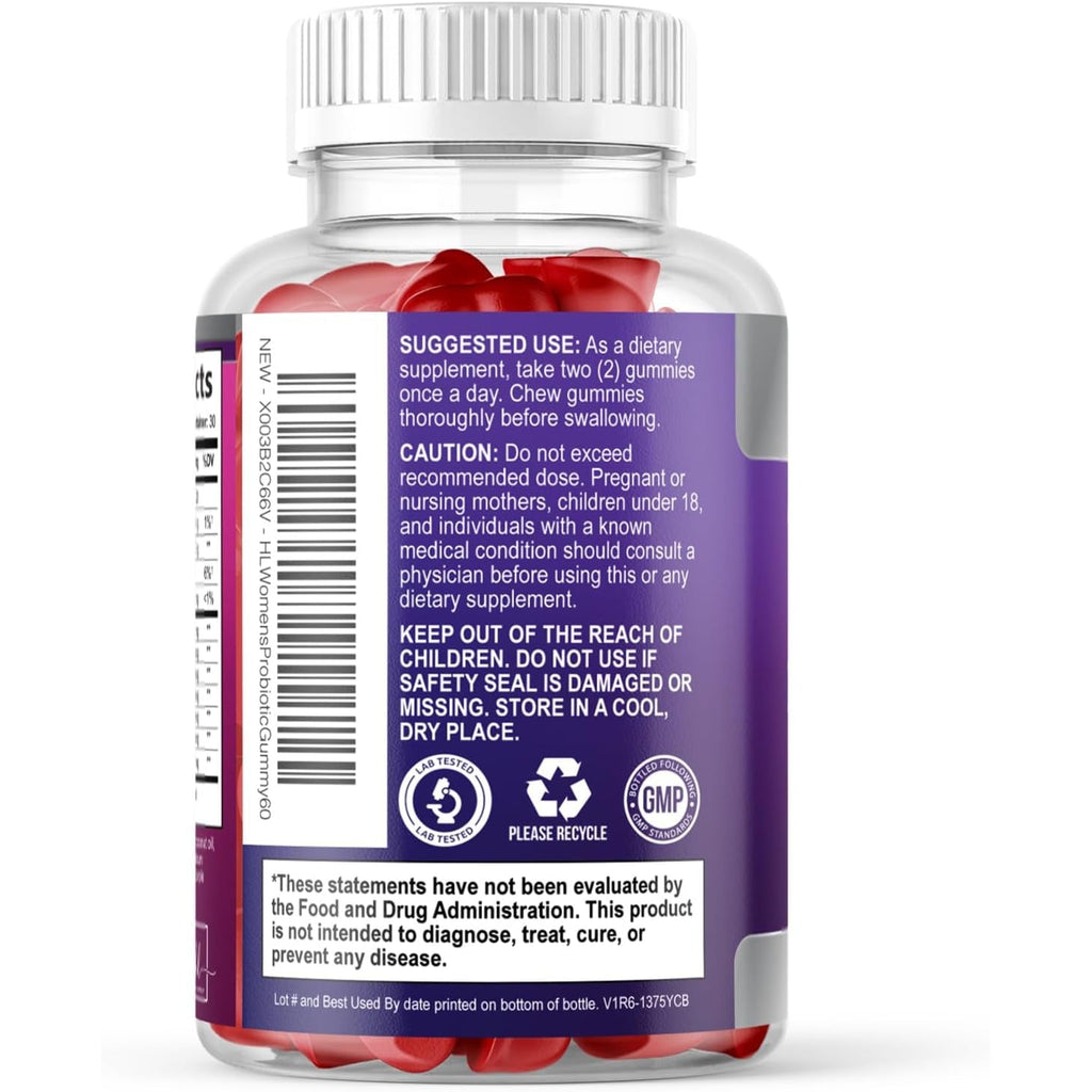 Probiotics for Women Gummies with Cranberry - 6 Premium Strains for PH Balance - Women Probiotics for Digestive Health, Vaginal & Immune Support, Women'S Probiotic Feminine Health Gummy - 60 Gummies