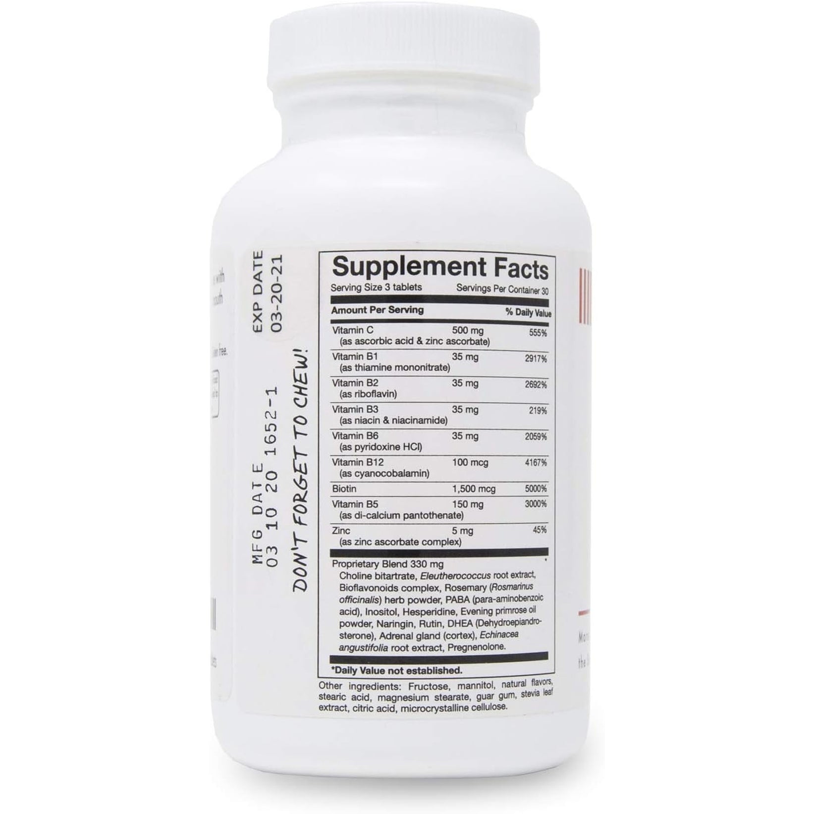 Stress and Adrenal Support - 90 Chewable Tablets - Citrusy Orange Flavor - Easily Digestible - by New Health Products