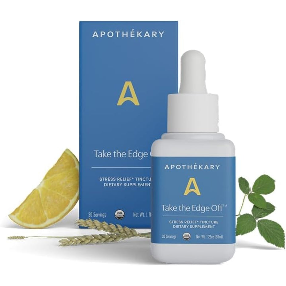 Apothékary Take the Edge Off, Helps Ease Stress & Tension, Alcohol-Free White Wine-Inspired Herbal Liquid Drops, Made with Passionflower Flower, Skullcap & Oatstraw Leaf, 1 Fl Oz, 30 Servings