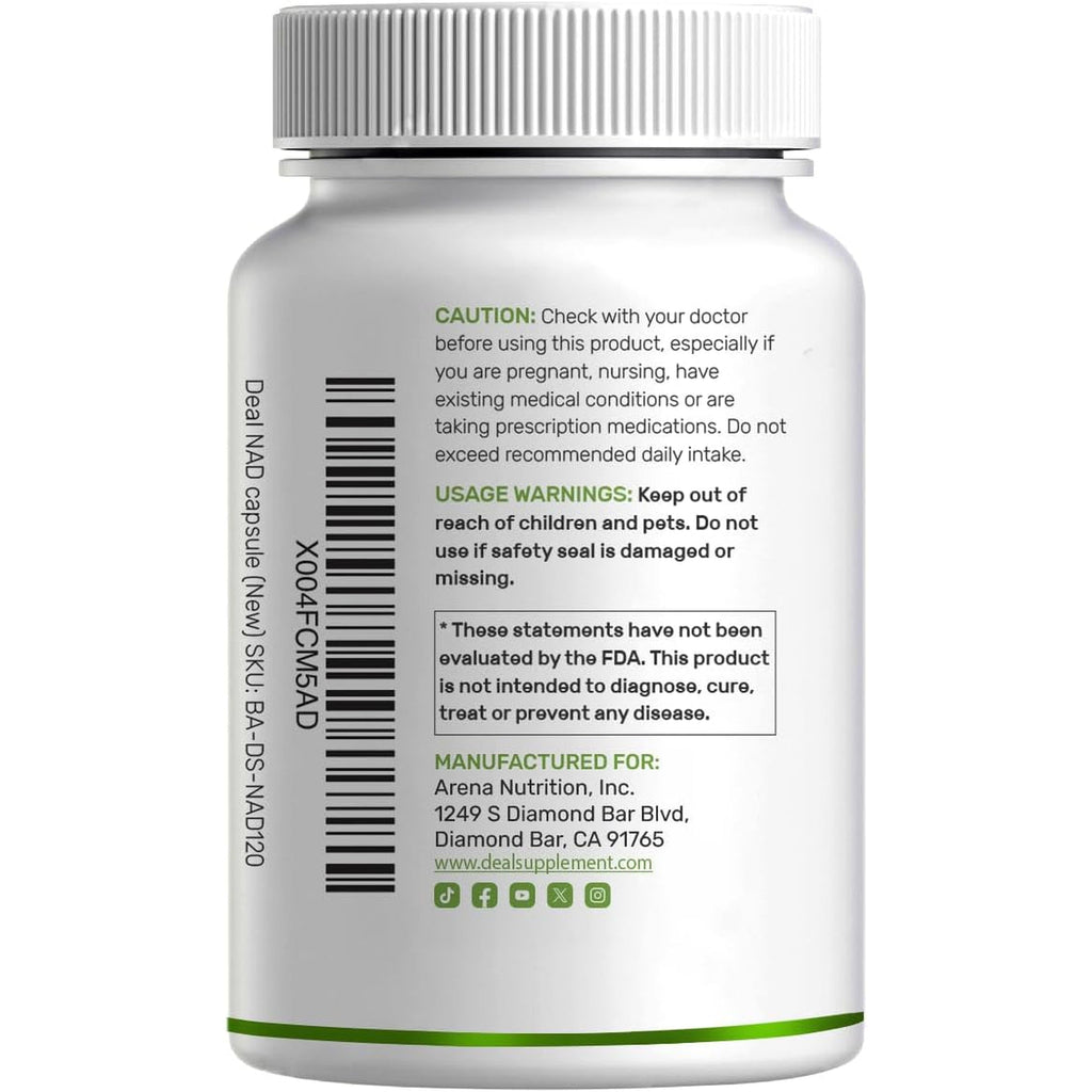 NAD+ Resveratrol Supplement 1,000Mg per Serving, 120 Veggie Capsules | 2-In-1 Extra Strength NMN Supplement Alternative | NAD Supplements for Women & Men | Non-Gmo, Gluten Free