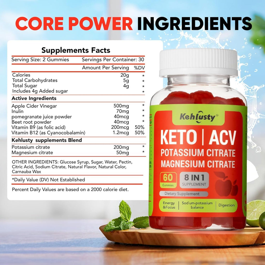 Keto ACV Gummies Advanced for Weight Loss Support, 8-In-1 Keto Apple Cider Vinegar Gummies with B12, Electrolytes, Beet Root & Pomegranate | Supports Digestion, Metabolism & Weight Management