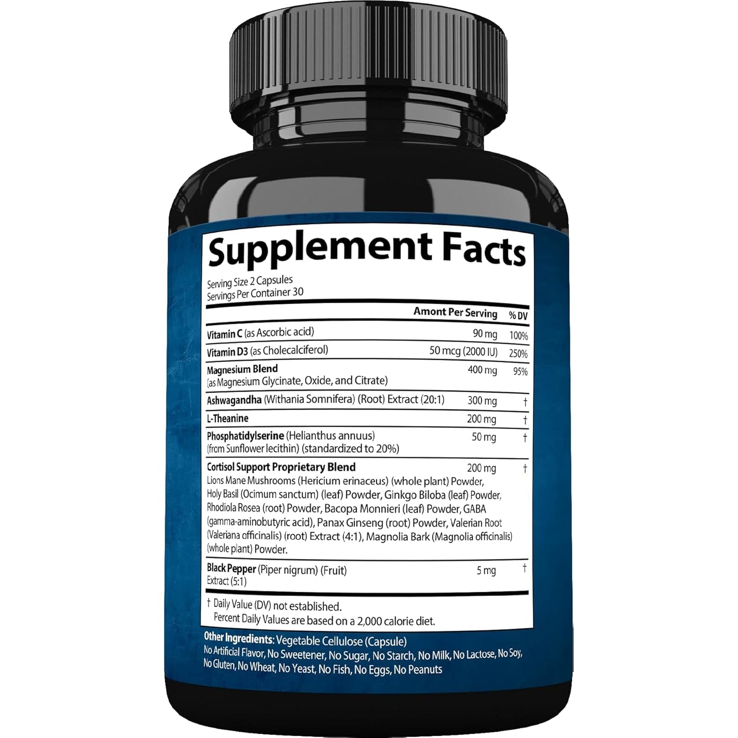 Strongvit Cortisol Supplements for Women and Men with Magnesium, Ashwagandha & L-Theanine. High Cortisol Reducer, Manager, Detox, Lower and Control. Sleep Support & Stress Relief, USA