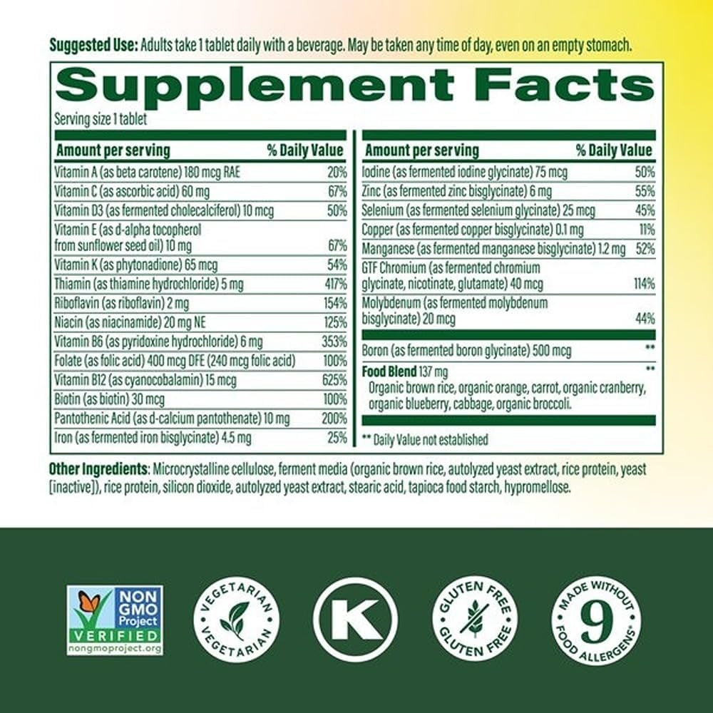 Megafood One Daily Multivitamin for Women and Men, Immune Support Supplement with Real Food, Vitamin C & Vitamin B, Bone Health, Cellular Energy Metabolism, Vegetarian, Non-Gmo, 90 Tablets