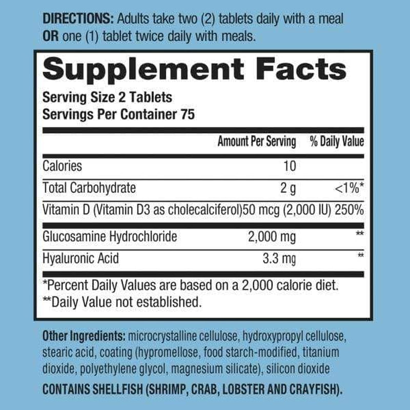 Schiff Glucosamine 2000Mg with Vitamin D3 and Hyaluronic Acid, 150 Tablets - Joint Supplement
