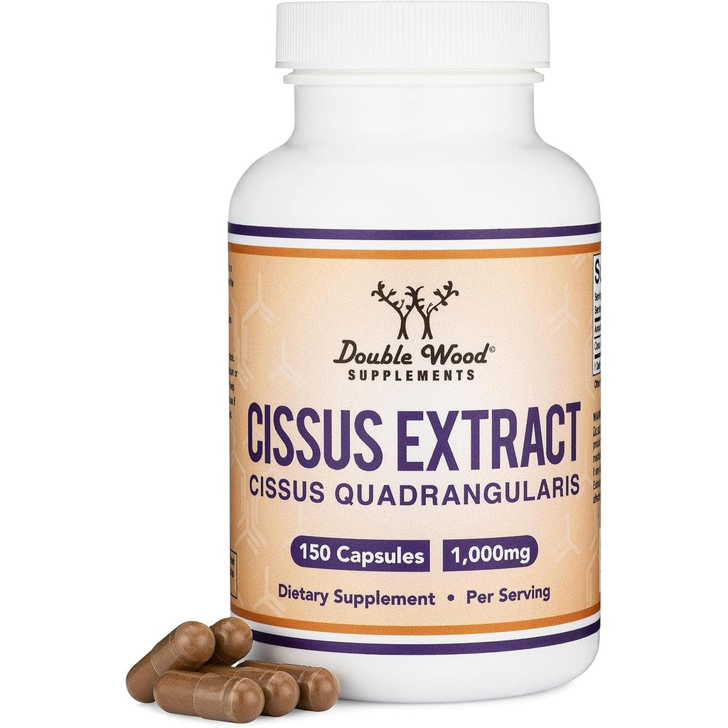 Double Wood Supplements Cissus Quadrangularis Super Extract, 150 Capsules (Non-Gmo, Gluten Free) Dietary Supplement for Joint and Tendon Health, 1000Mg Serving Size