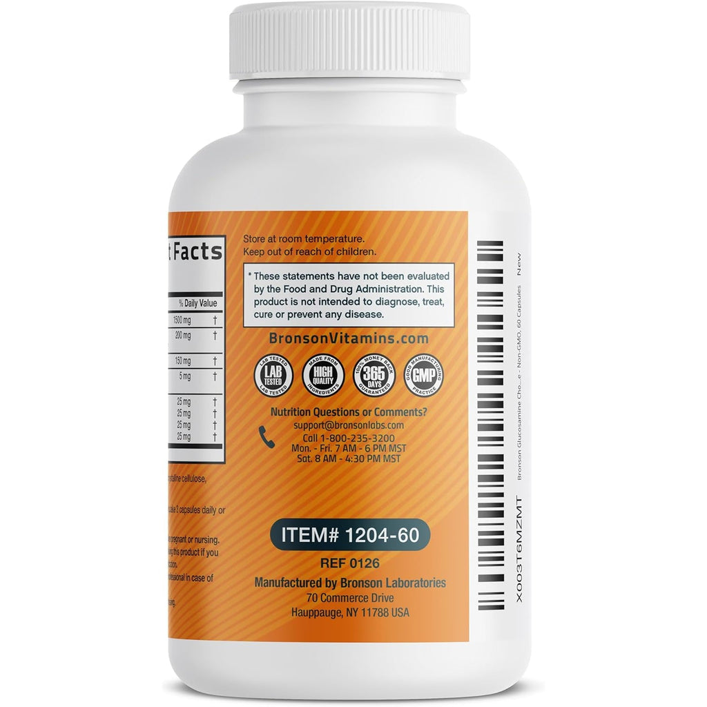 Bronson Glucosamine Chondroitin Turmeric & MSM Advanced Joint & Cartilage Formula, Supports Healthy Joints, Mobility & Cartilage - Non-Gmo, 60 Capsules