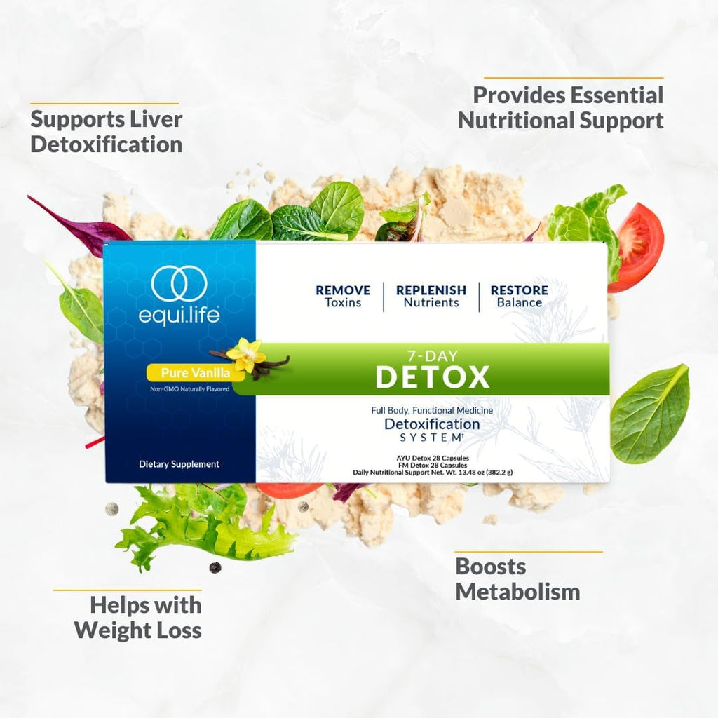 Equilife Dr. Cabral Detox, 7 Day Cleanse System, Plant Based Protein, Vitamins & Minerals, Supports Liver Detox, Promotes Healthy Weight Management & Full Body Balance, Vegan, Gluten Free, Vanilla