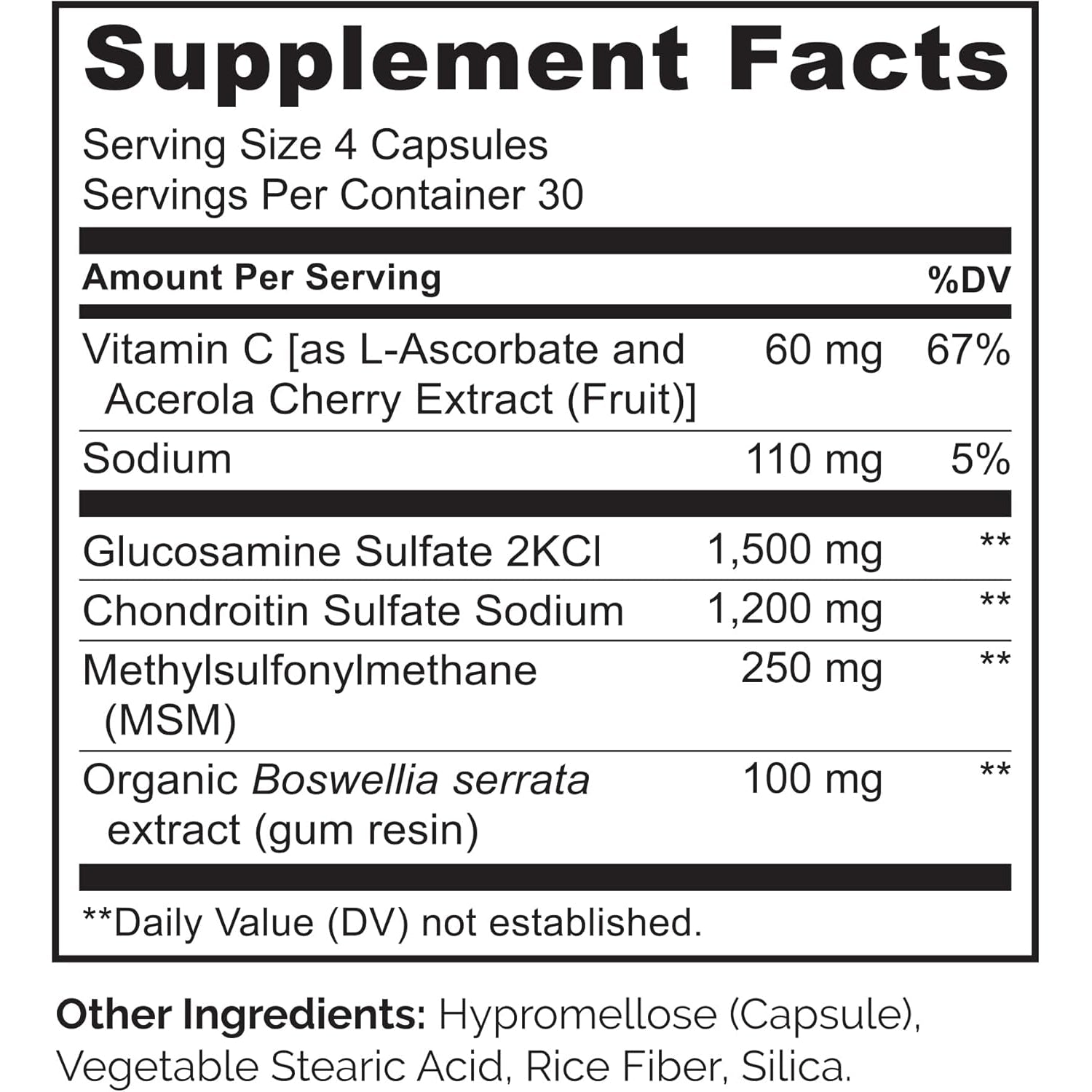 NATURELO Glucosamine Chondroitin MSM with Boswellia and Vitamin C - Supplement for Joint Comfort, Mobility, and Strength - 120 Capsules