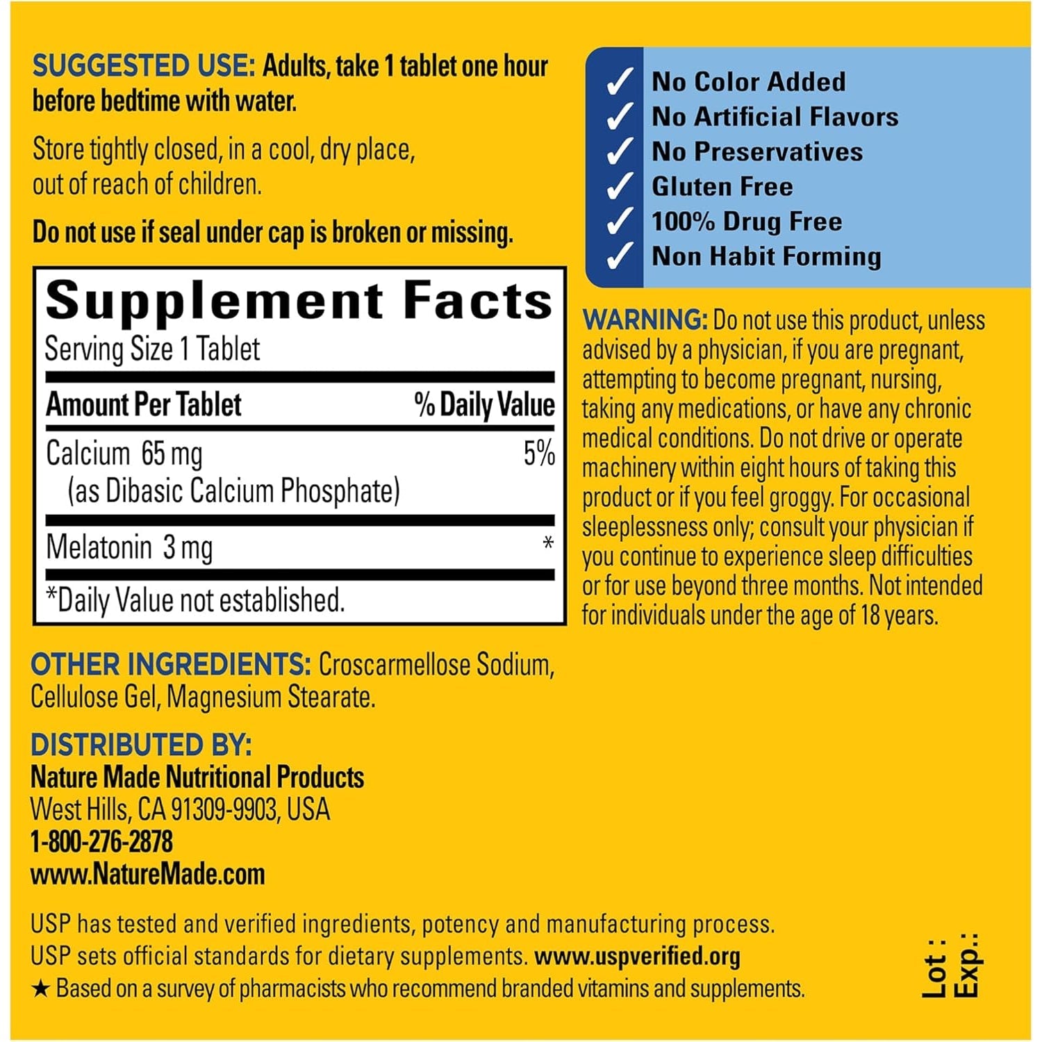 Nature Made Melatonin 3Mg Sleep Aids for Adults, 100% Drug Free Sleep Aid, Sleep Supplements, 240 Tablets, 240 Day Supply