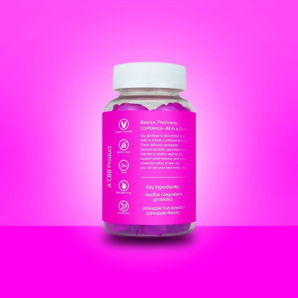 Curvy Body Bears CBB Perfect PH Probiotic Gummies for Women with Vitamin C | Daily Feminine Wellness Supplement | Pineapple Flavor | 60 Gummies