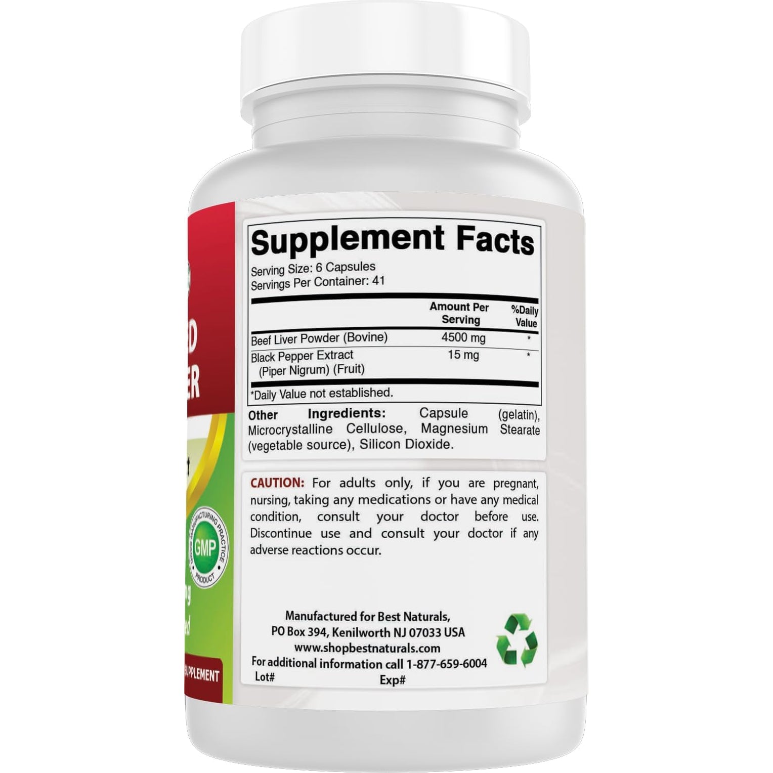 Best Naturals Grass Fed Beef Liver Capsules 4500Mg 250 Count - Desiccated Supplement - Energy Production, Detoxification, Digestion, Immunity - Added Black Pepper Extract for Maximum Absorption.