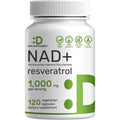 NAD+ Resveratrol Supplement 1,000Mg per Serving, 120 Veggie Capsules | 2-In-1 Extra Strength NMN Supplement Alternative | NAD Supplements for Women & Men | Non-Gmo, Gluten Free