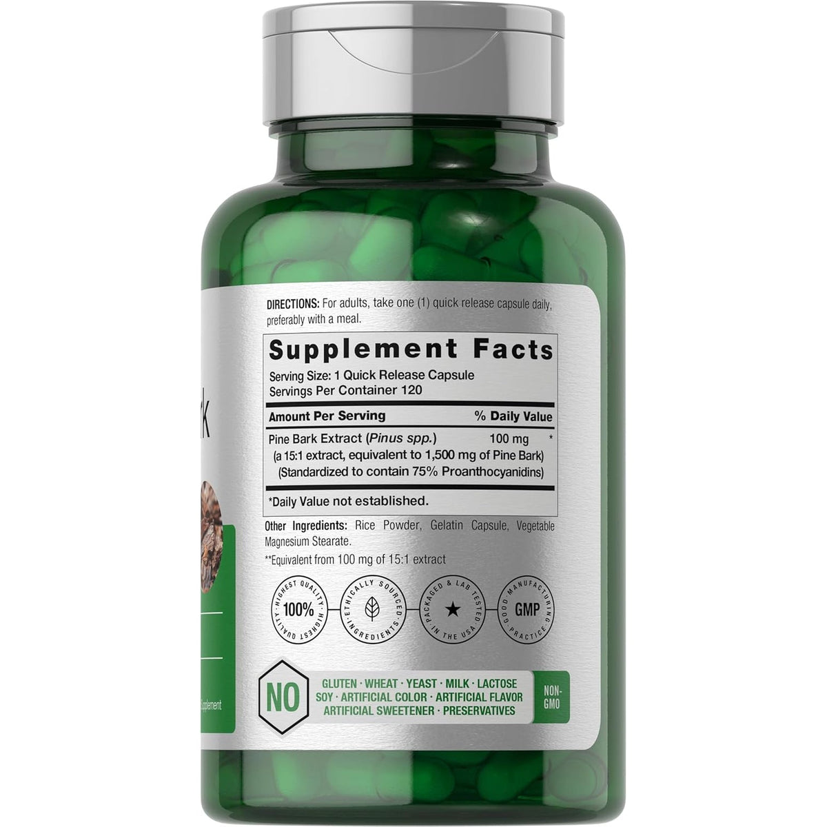 Horbäach Pine Bark Extract Capsules |120 Count | Non-Gmo and Gluten Free
