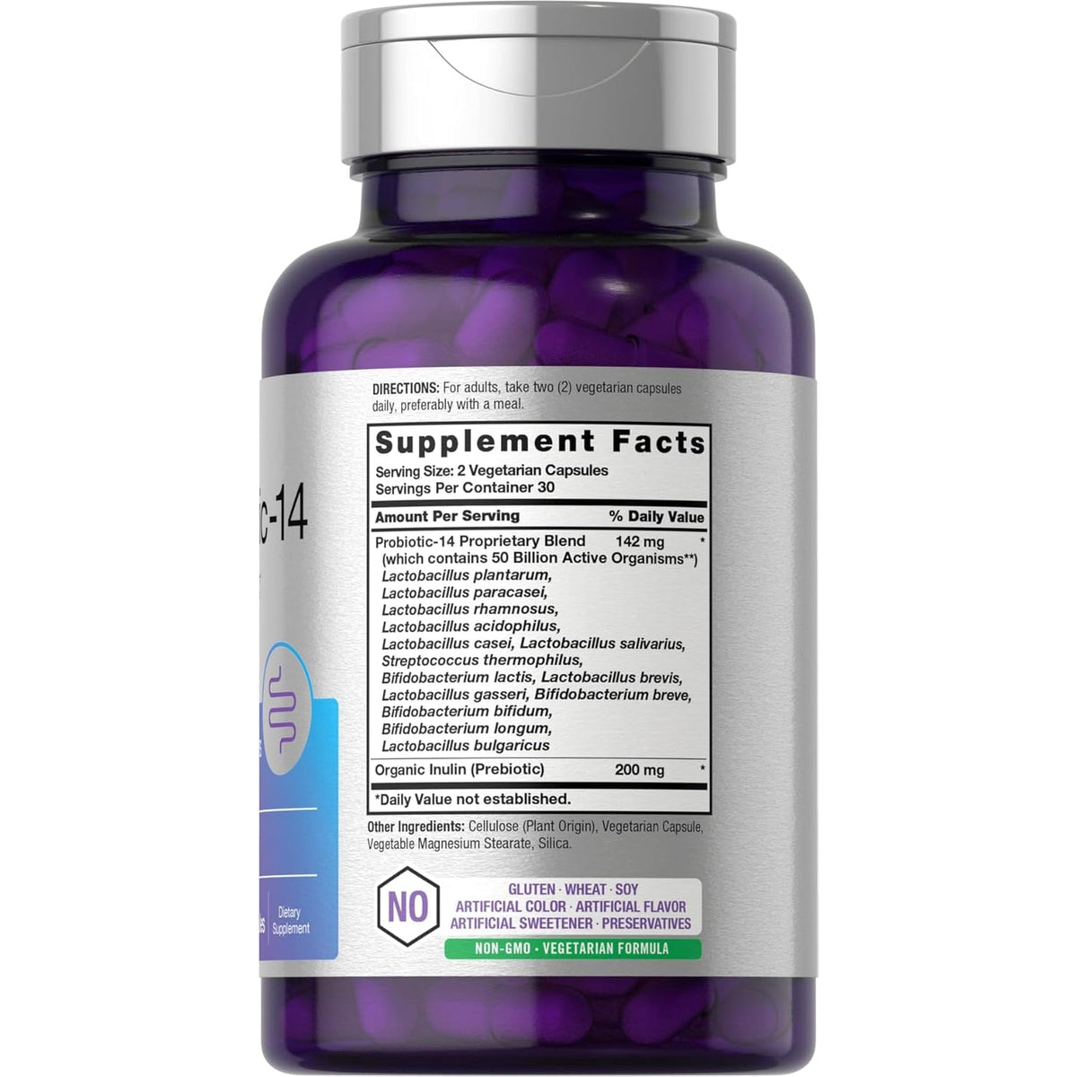Horbaach Probiotics for Women and Men | 60 Capsules | 14 Probiotic Strains with Prebiotic | 50 Billion Active Organisms | Non-Gmo & Gluten Free Supplement