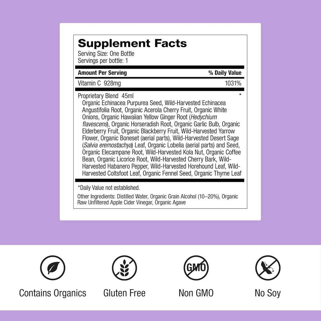 Dr. Schulze'S Herbal Shot | Organic Extract | Gluten-Free & Non-Gmo for Immune System Support | Total 9 Fl. Oz. | 6 Servings