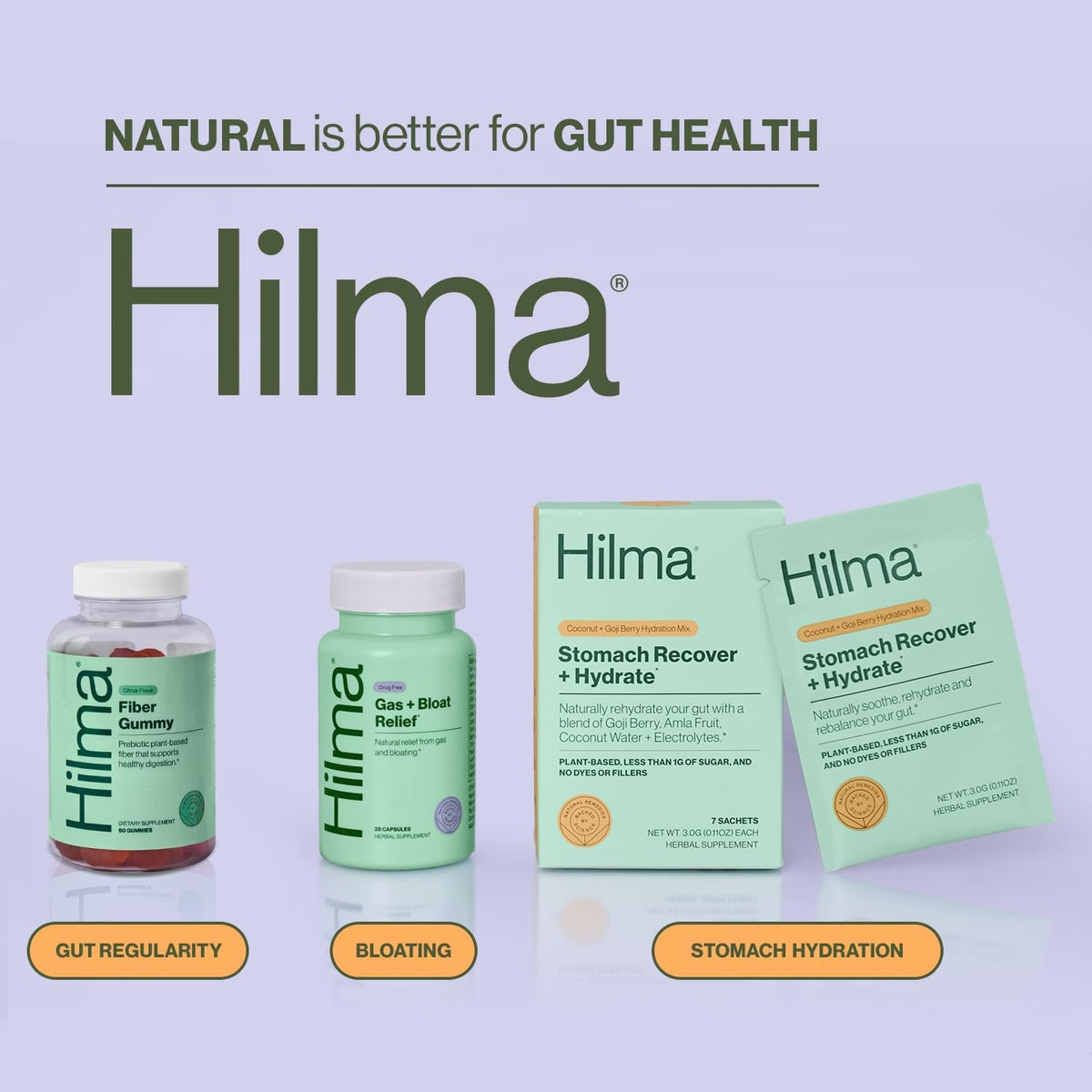 Hilma Prebiotic Fiber Gummies, Daily Fiber Supplement, Gummies for Adults, Supports Gut Health for Women and Promotes Regularity, Citrus Natural Flavor, FSA Eligible, 60 Count